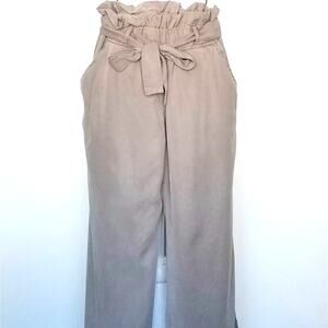 Thread & Supply Ruffle Waist Wide Leg Taupe Medium